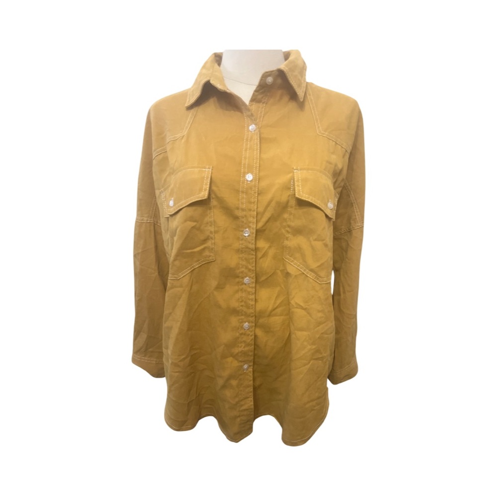 Mustard yellow button down long sleeve top